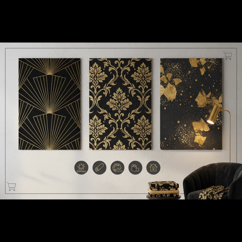 how to choose black and gold wallpaper