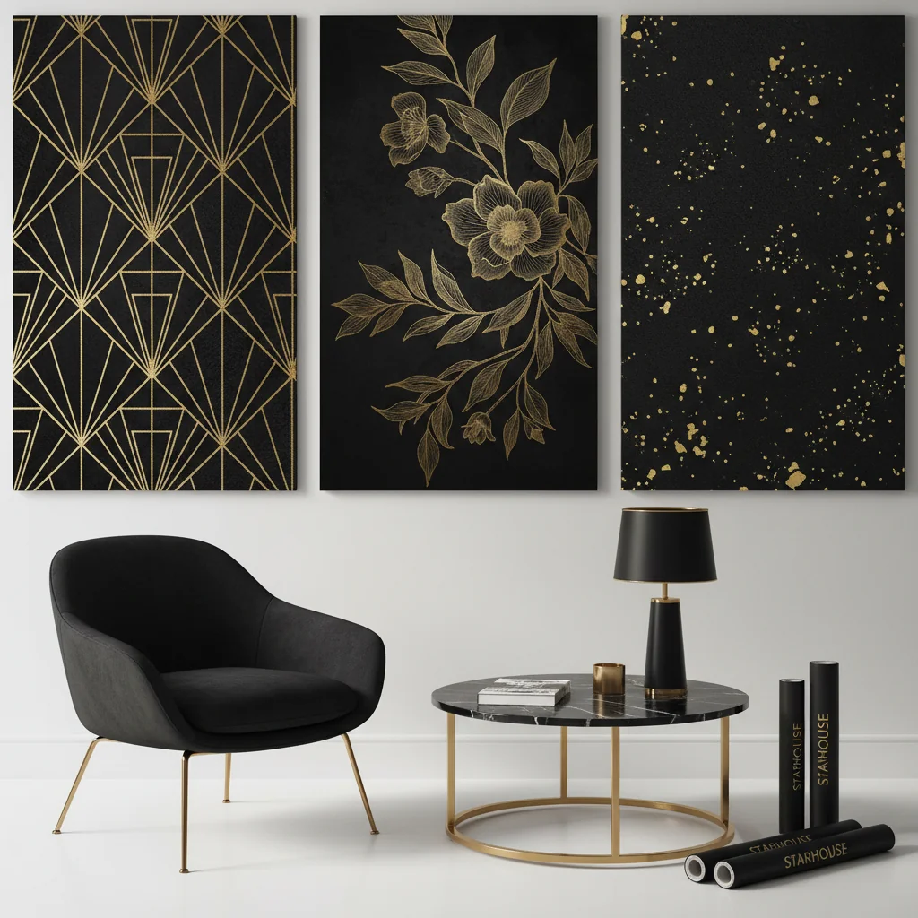 black and gold wallpaper ideas and inspiration