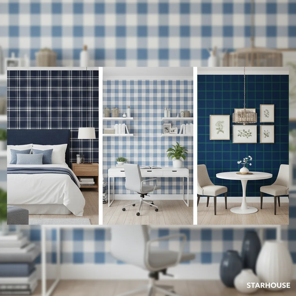 blue plaid wallpaper ideas and inspiration