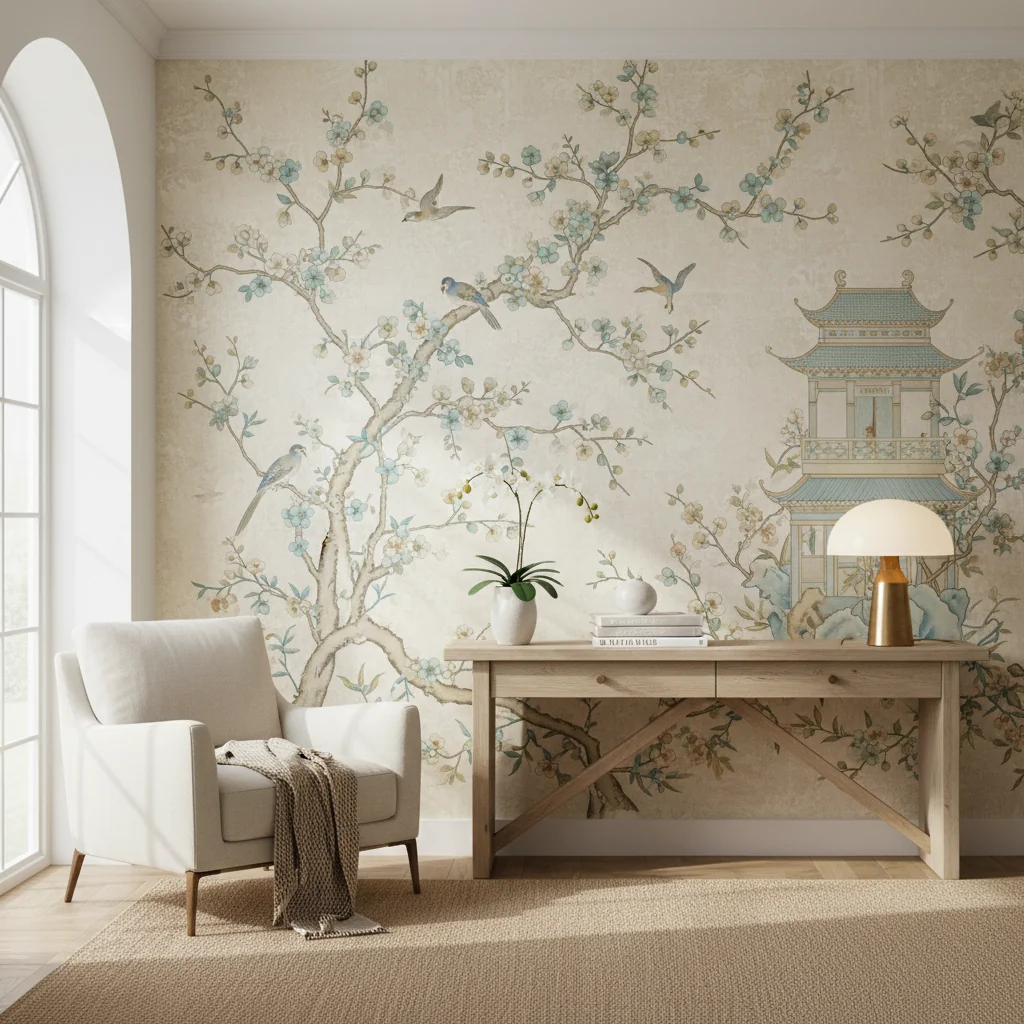 Elevate Your Space with Exquisite Chinoiserie Mural Wallpaper