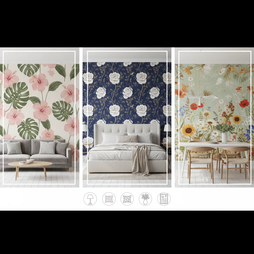 floral wall paper ideas and inspiration