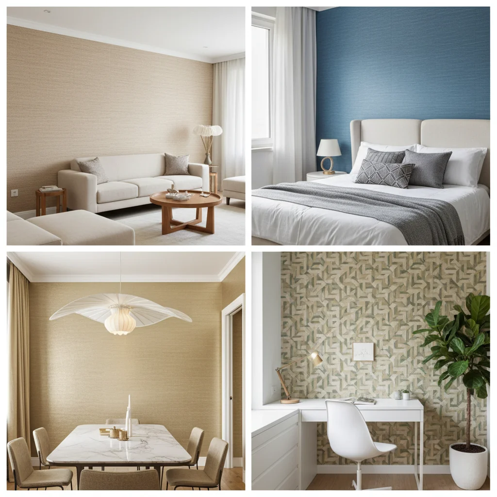 grass cloth wall paper ideas and inspiration