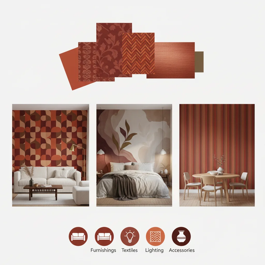 how to choose red and brown wallpaper
