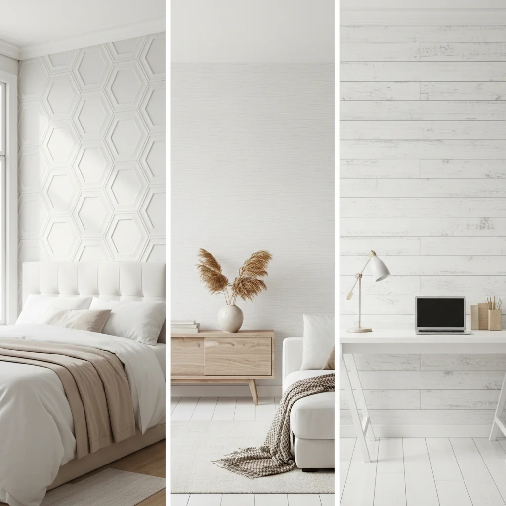 white textured wallpaper ideas and inspiration