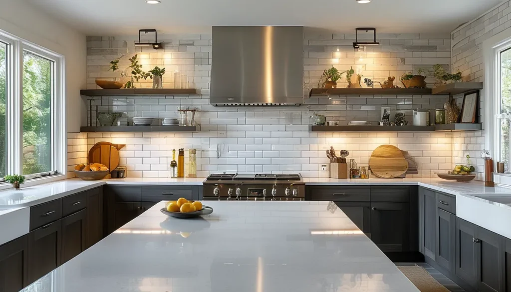 backsplash and kitchen