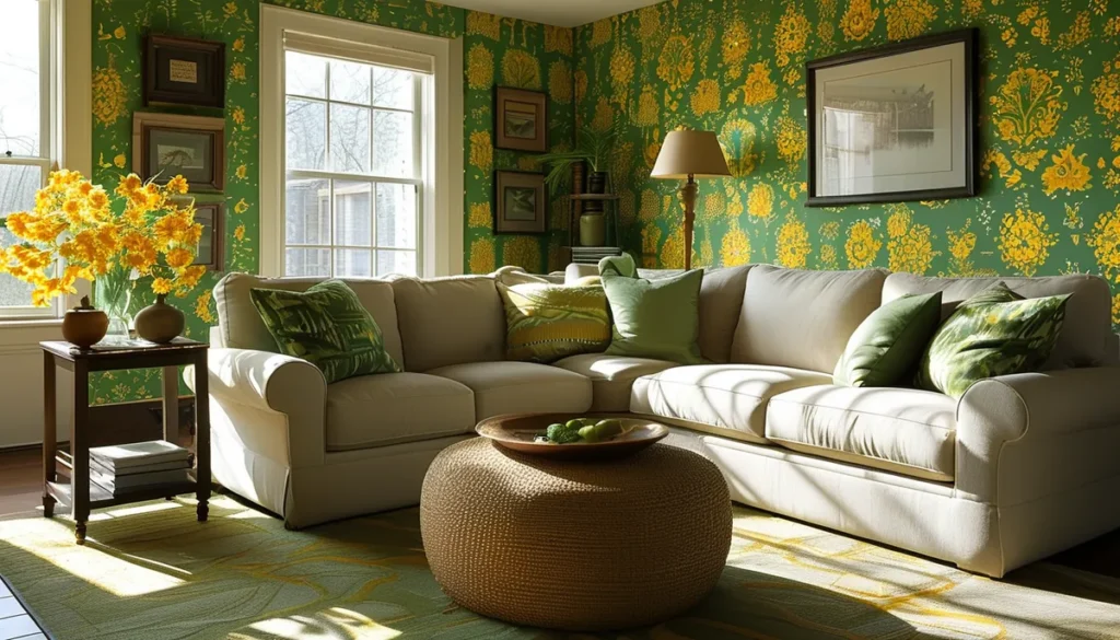 green and yellow wallpaper for walls