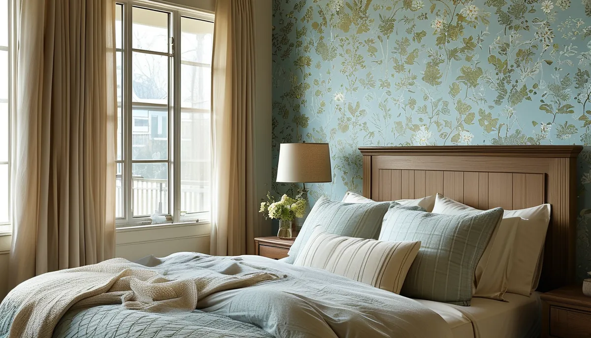 Bedroom wall wallpaper: selecting and installing for impact